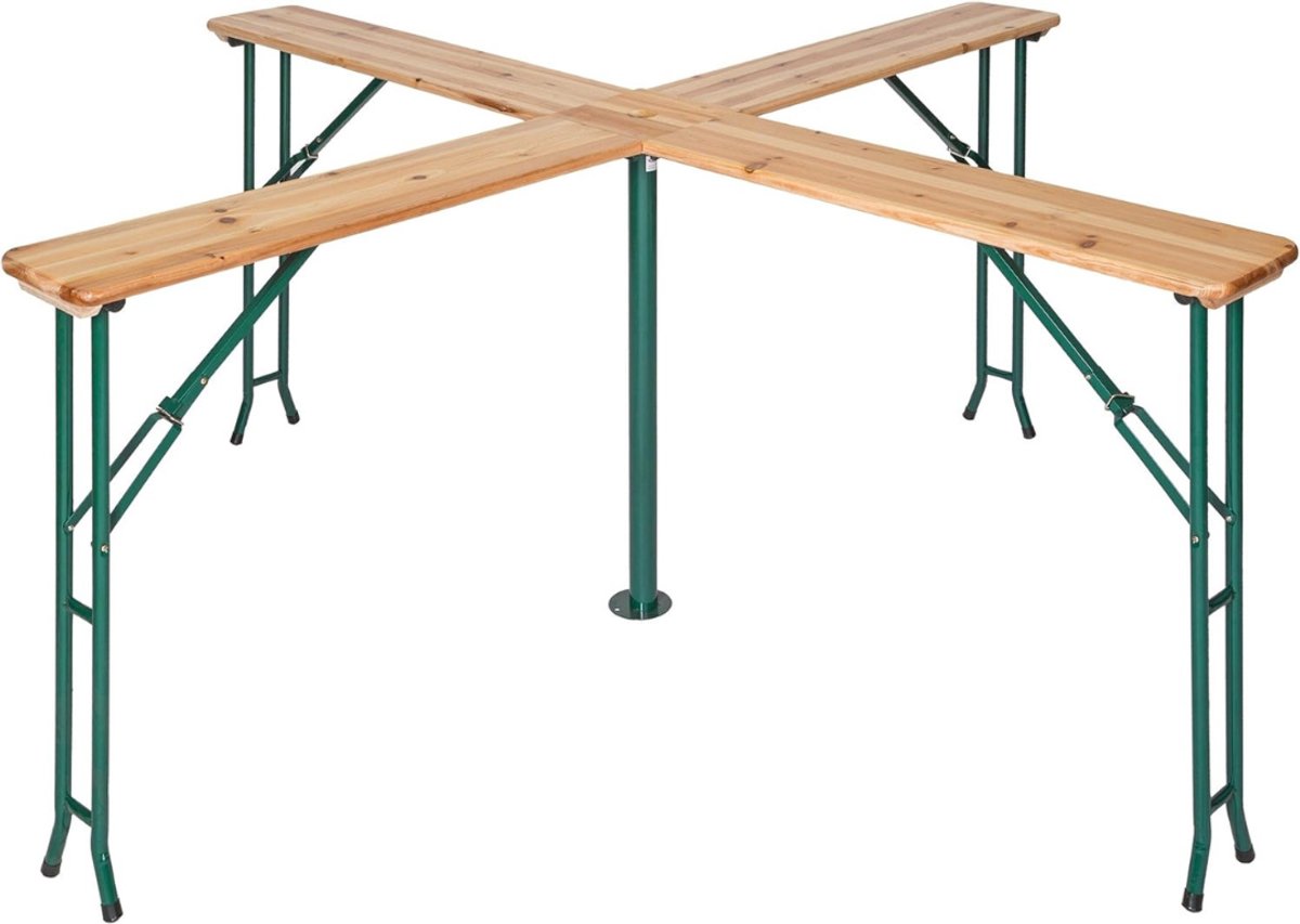 QIN® Biertafel - Biertafels - Biertafelset - 241x241x104cm - Bruin - 241cm x 241cm x 103cm