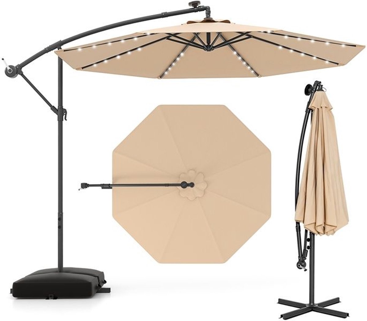 Parasol – Waterdicht & UV-beschermend – Kantelbaar & Verstelbaar – Luxe Zweefparasol voor Tuin - Balkon of Terras – Weerbestendig