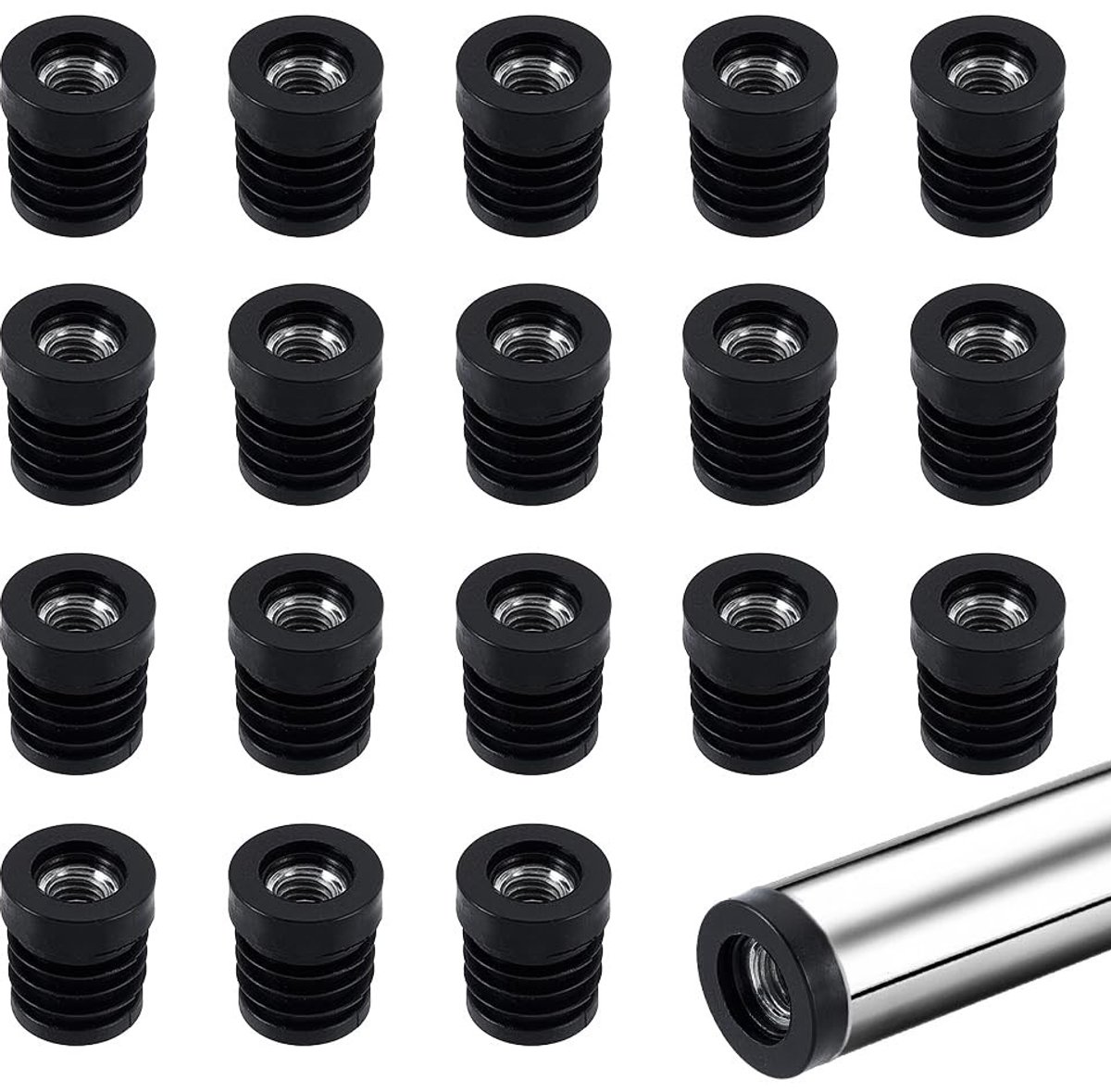 Dailygoods- Buiseindkap 40 Stuks - Zwart Plastic - 19,5 mm Buitendiameter - Eindkappen voor Metalen Buizen - Inzetstukken voor Meubels - Eenvoudig te Gebruiken - Buisafdekkers