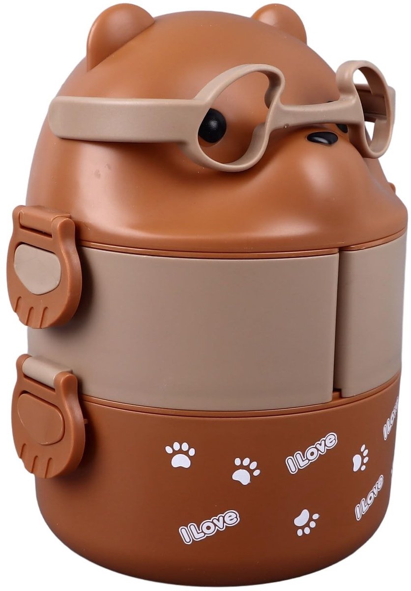 Dailygoody - Draagbare lunchbox - 2-laags thermische containers - Koffie kleur - Ideaal voor school, werk en kamperen - Uitstekende isolatie
