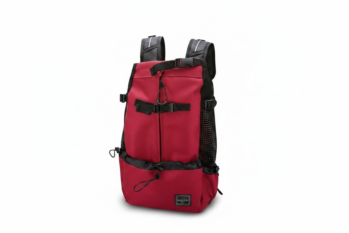Elvaris® - Hondenrugzak Rood Maat L (8 - 16 kg) – Comfortabele Draagtas voor Honden - Perfect voor Wandelen, Fietsen & Reizen - Reistas voor Honden