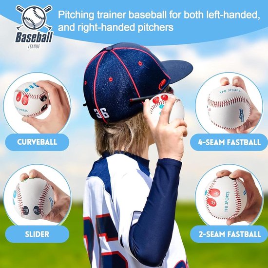 Pitching Grip Trainer Honkbal - Pitching Bal Nauwkeurigheid Trainer - Pitching Vaardigheden Verbeteren - Kleurgecodeerde Vingerplaatsing - 9 inch Omtrek — afbeelding 4