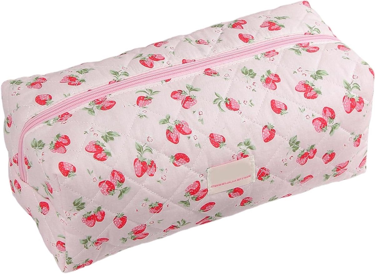 Krultang reistas - Haargereedschap organizer - Reizen en opslag - Waterdicht polyester materiaal - 34x13x14 cm - Aardbei print