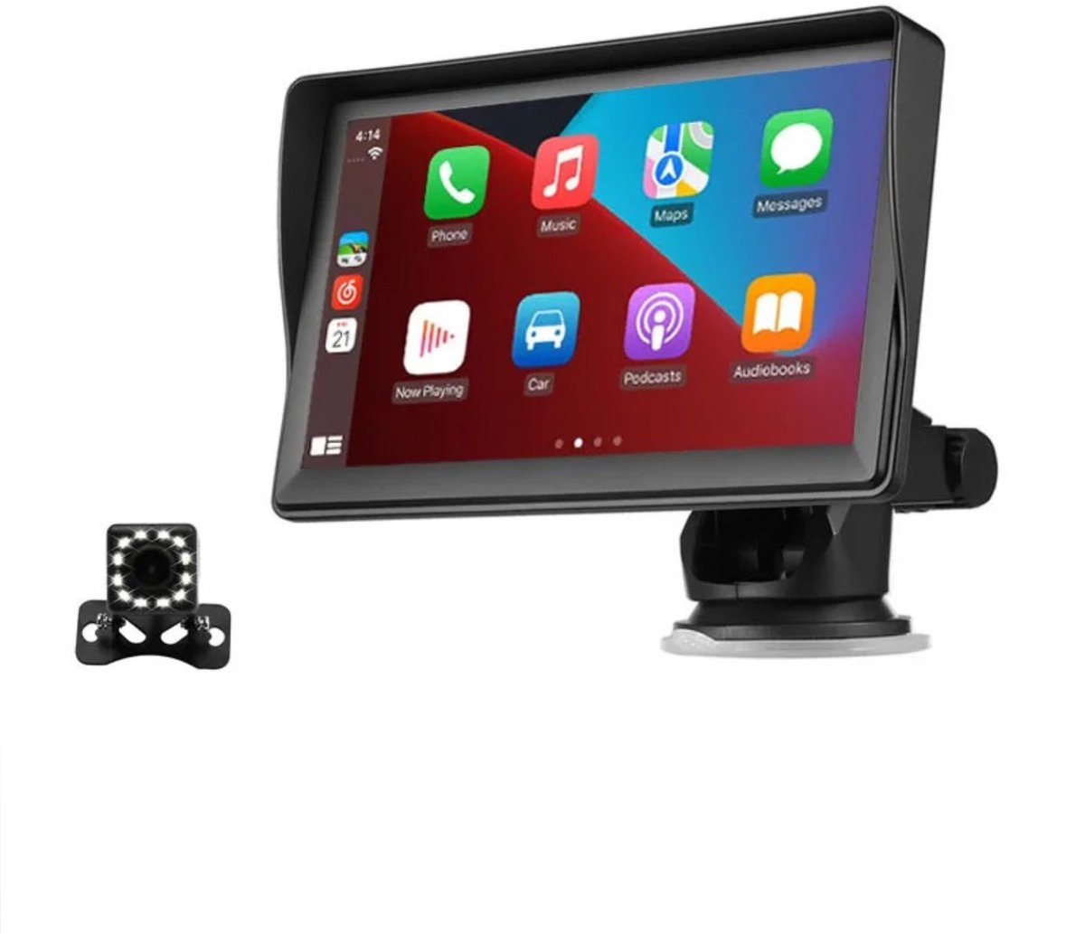 Cherrys Finds - Carplay - Carplay scherm - Met Camera - Carplay Draadloos - 7″ Touchscreen - 360 Graden Vieuw - Wifi - Aux - Usb-Scherm - Draadloze CarPlay & Android Auto - Draadloze CarPlay & Android Auto - Zwart