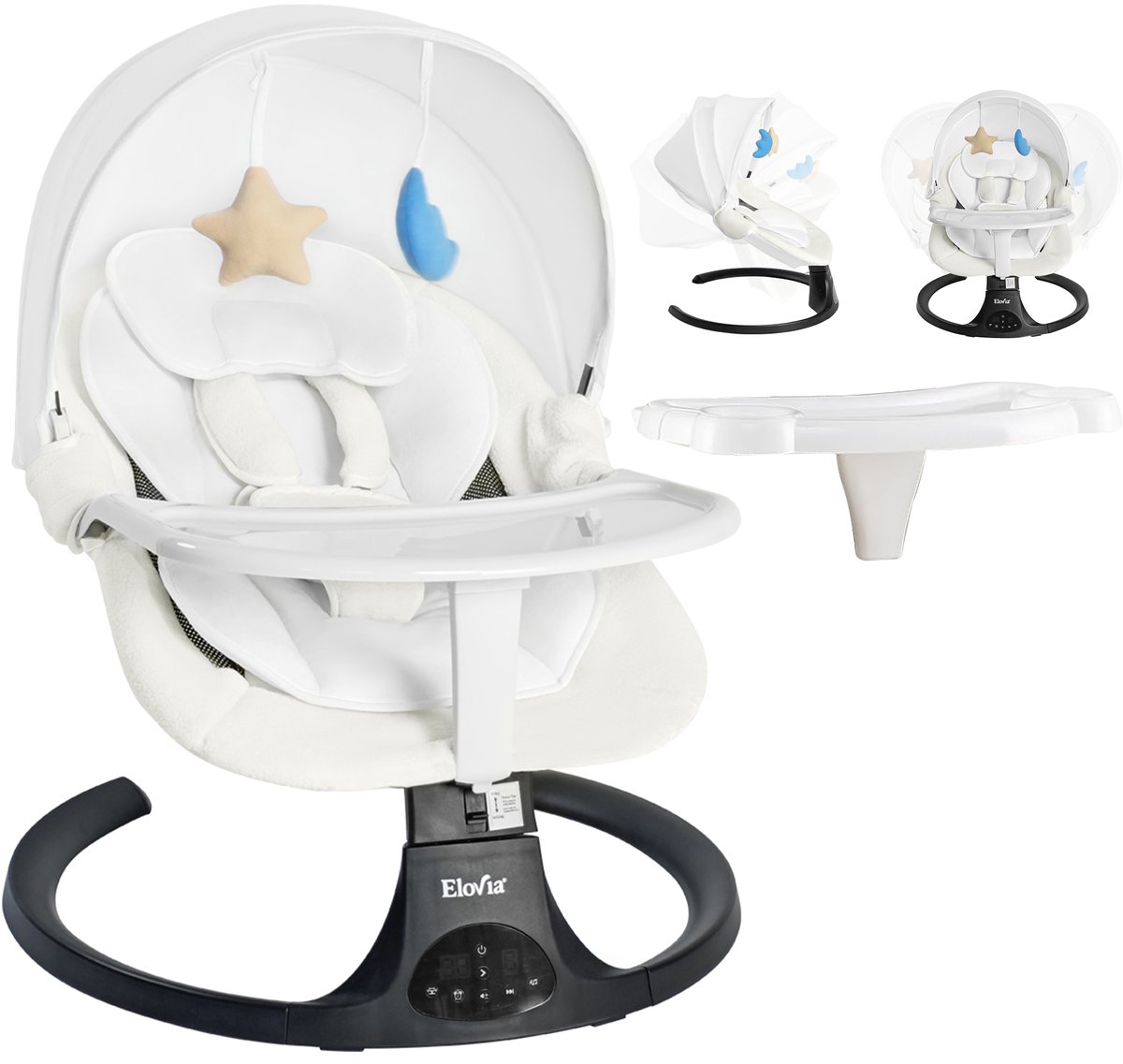 Elovia®Elektrische Baby Wiegschommel - Wipstoel - Babyschommel- Baby Swing- 5 Punts Gordel - Schommelstoel
