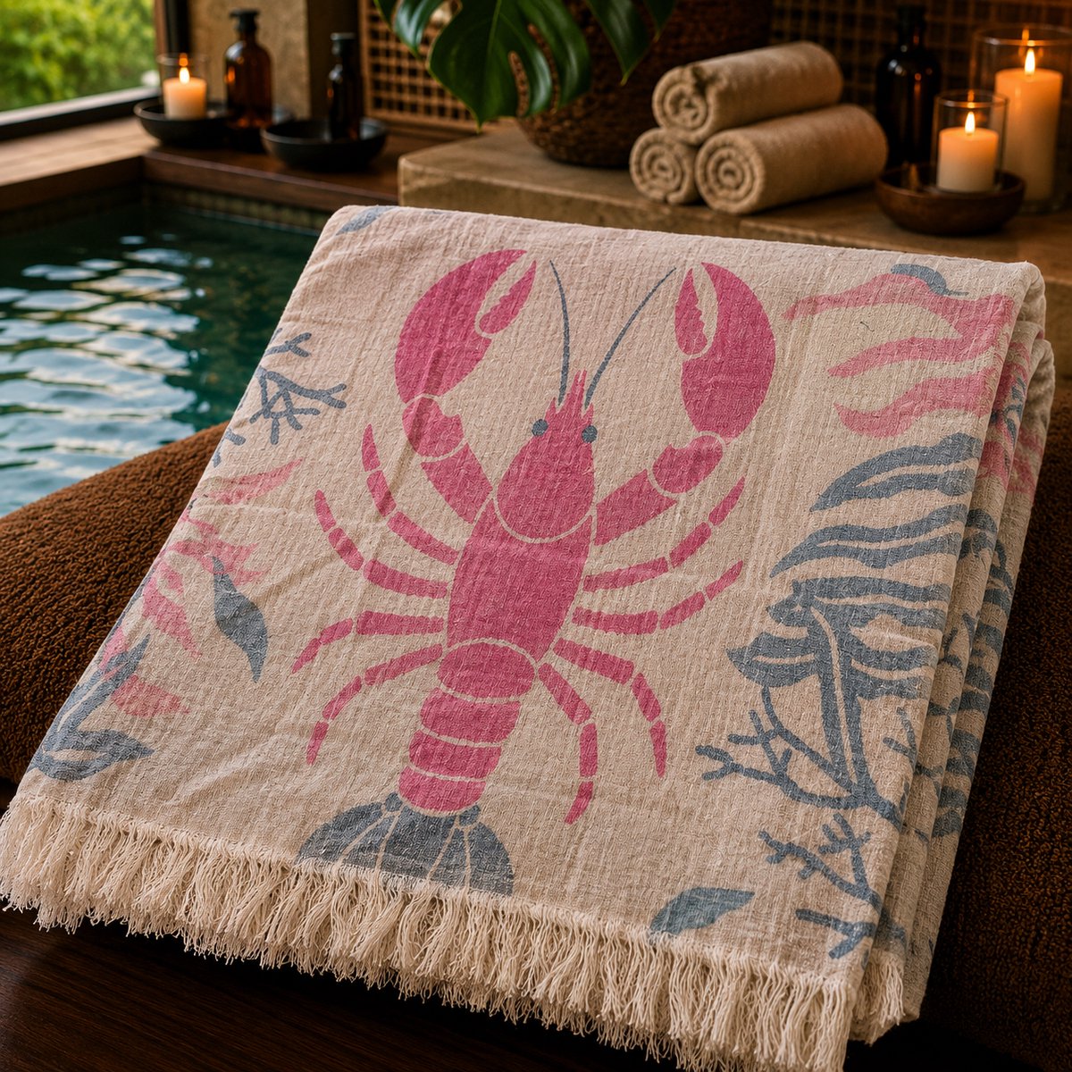 Jacquard Strandlaken Peshtemal 100x180 cm – Dubbelzijdig Design met Twee Kleuren – Geverfd Garen – 100% Natuurlijk Katoen – Lichtgewicht, Sneldrogend & Zandvrij – Ideaal voor Strand, Sauna en Reizen