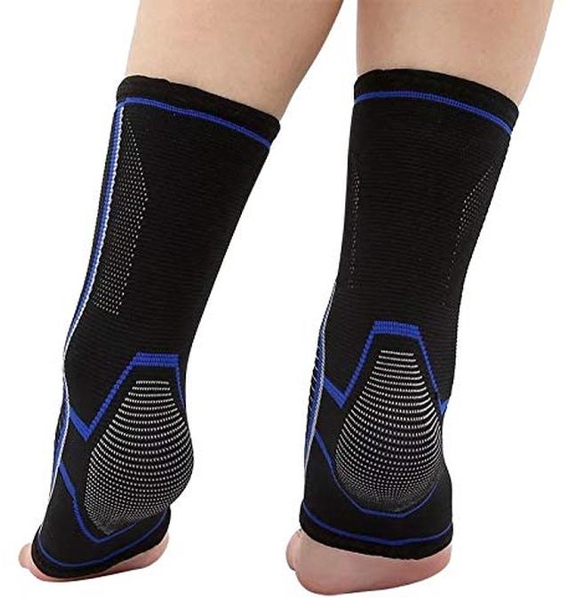 Enkelsteun Brace - Enkelband Compressie - Sport Bescherming - Ademend Materiaal - Maat M - Zwart Blauw