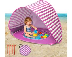 MeYuxg Strandtent voor baby's, pop-up, babystrandtent met mini-deelbaar zwembad, strandschelp voor baby's, uv-bescherming 50+, draagbare pop-up strandschelpen voor picknick, tuin, strandtent, schelp