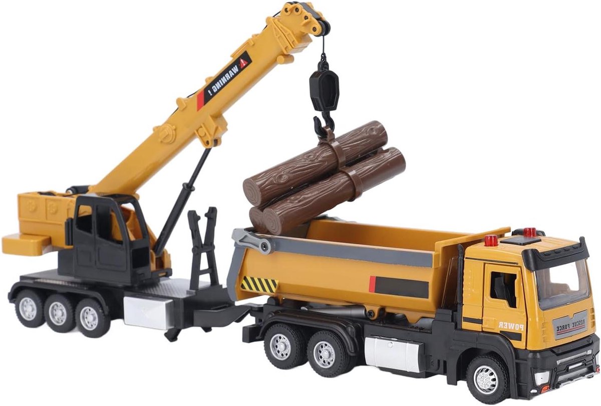Kraan Kiepwagen Model - Bouwvoertuig Speelgoed - Kinderspel Uren - Realistisch Ontwerp - 44 x 13 x 10 cm - Geel