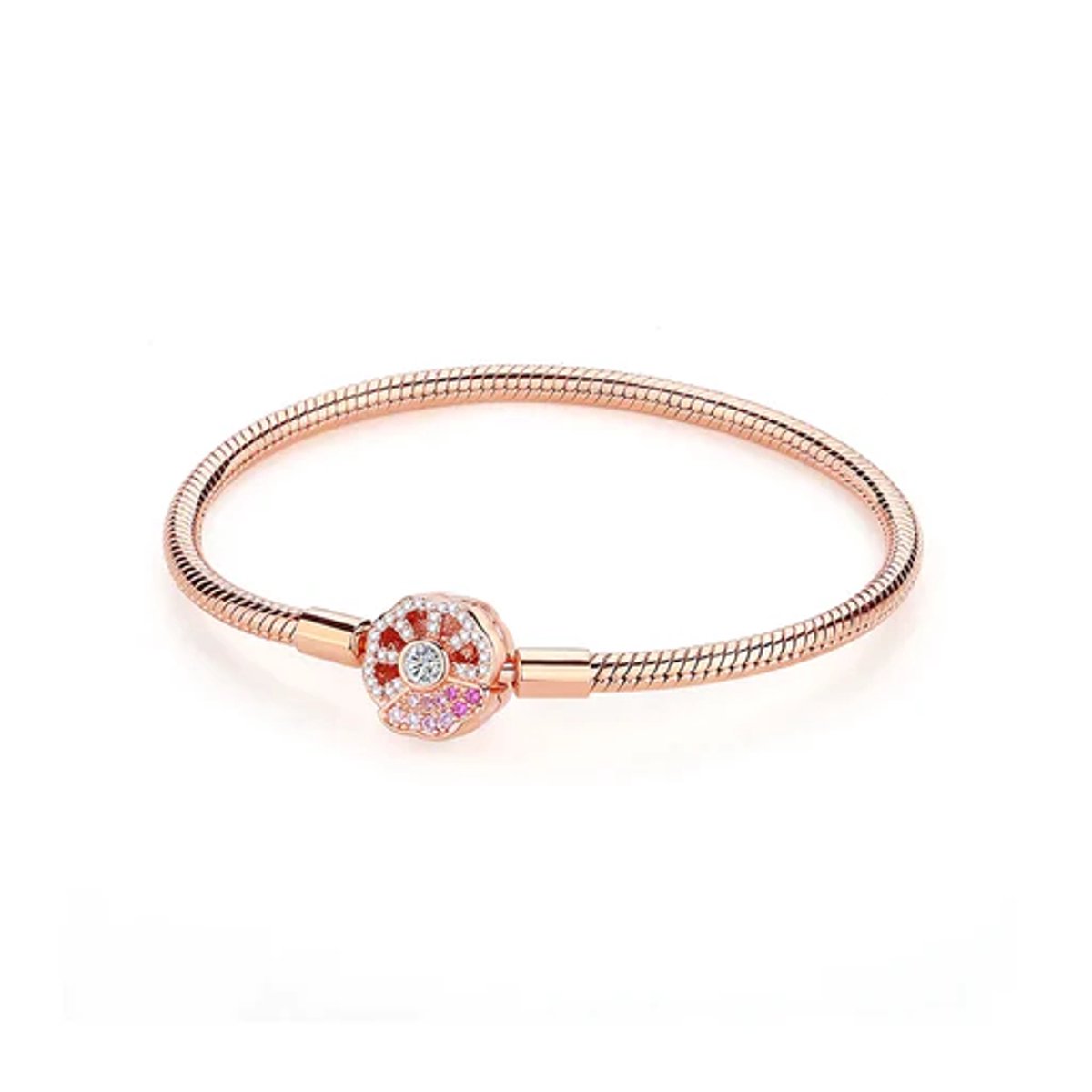 Fler® | Rosegouden Armband - 18cm | Armband Zilver | 925 sterling zilver | geschikt voor alle populaire bedel collecties (standaard - 3mm) | Elegante dames armband | Valentijnsdag Cadeau | Sinterklaas kado | Kerstcadeau | Verjaardagsgeschenk
