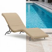 Ligbed - Tuin - Zonnebed - Ligstoel - Loungebed - Weerbestendig - Verstelbaar - Buiten - Opklapbaar - Beige