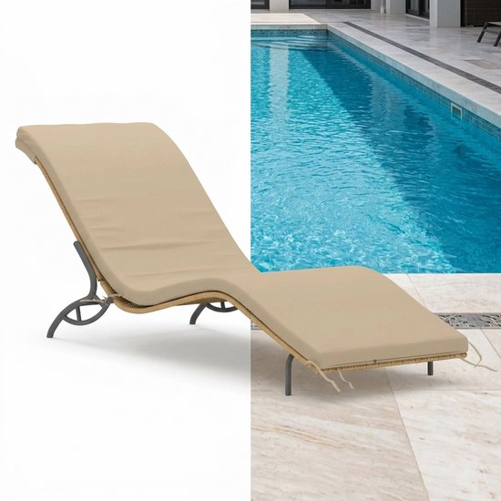 Chaise longue - Jardin - Transat - Transat - Chaise longue - Résistant aux intempéries - Réglable - Extérieur - Pliable - Beige