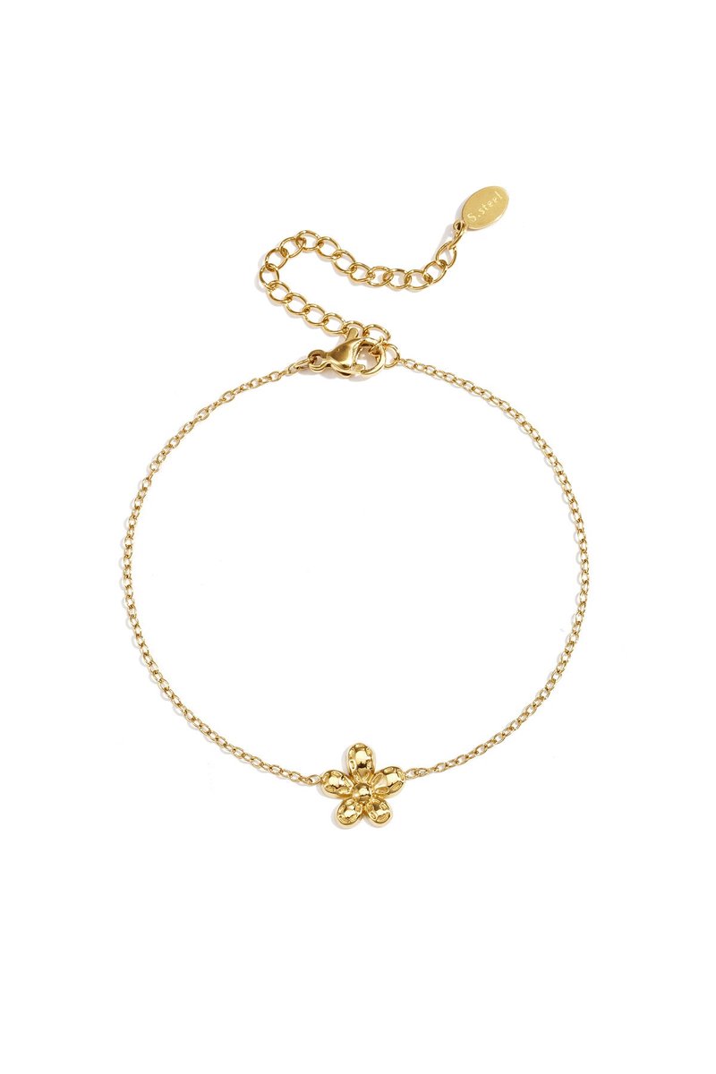 Armband met minimalistisch bloemetje - Goudkleur