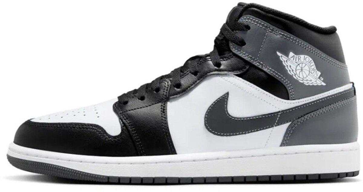 Nike Air Jordan 1 Mid - Maat 43 - Wit / Grijs / Zwart - Sneakers Heren