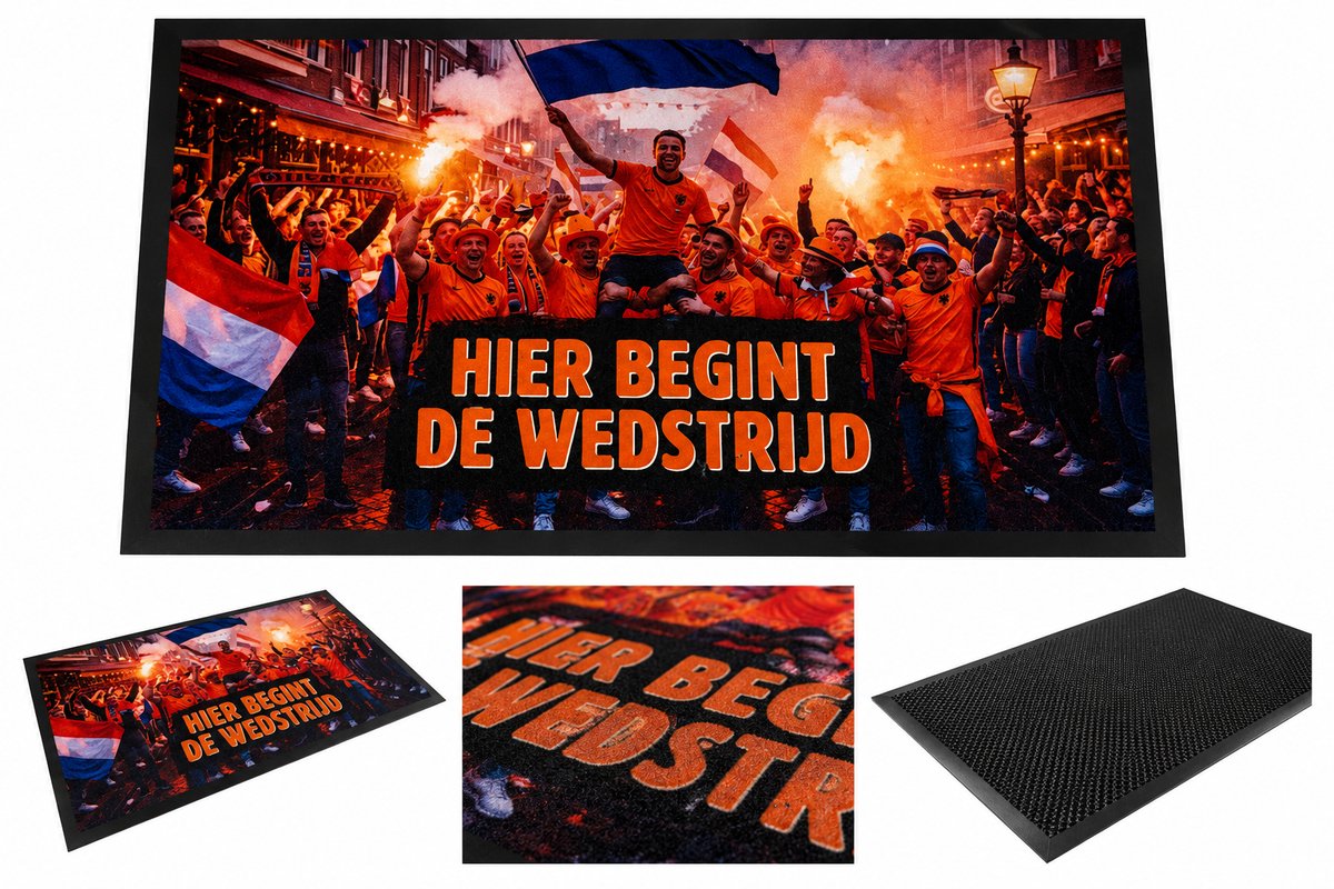 Hamat WK 2026 deurmat - deurmat - droogloopmat - schoonloopmat - wk 2026 mat - hier begint de wedstrijd - 45 x 75 cm diverse