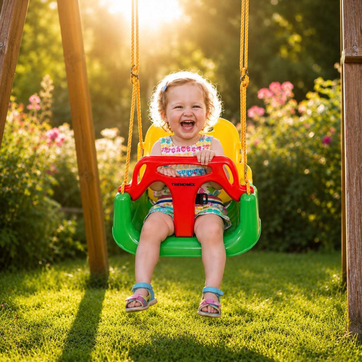 Trendmix Meegroei Schommel 3-in-1 Groen Voor Baby, Peuter & Kleuter – Veilig Met Verstelbare Banden – Voor Binnen & Buiten Gebruik — afbeelding 8