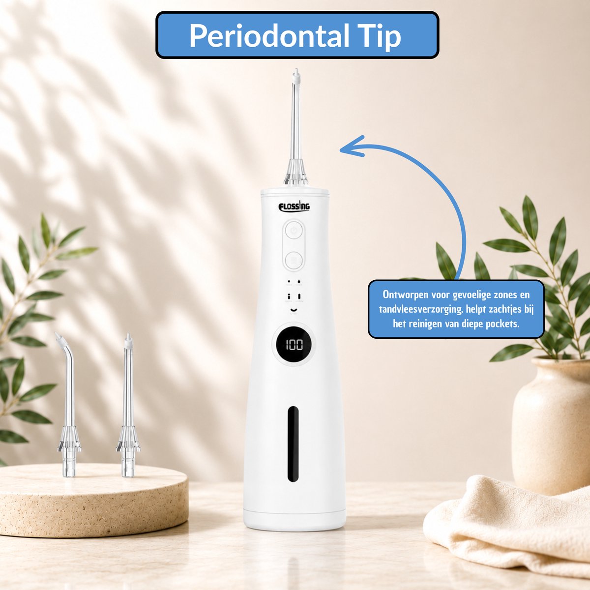 Flossing® Floss Pro Multi Tip Set - 5 Opzetstukken - Opzetstukjes Waterflosser - Vervangtips Monddouche & Flosapparaat - Voor Floss Pro thumbnail 5