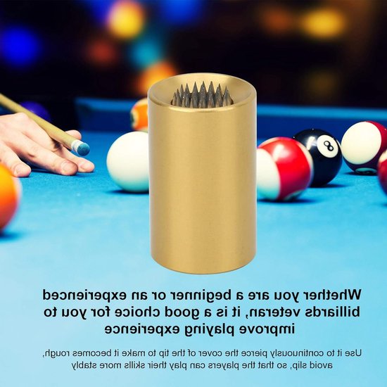 2-in-1 Billiard Cue Tip Shaper en Scuffer Tool voor Pooltafel - 30x18mm Aluminium Accessoire in Geel voor het Slijpen van Billiard Kegels — afbeelding 3