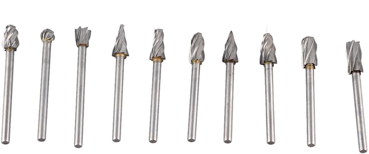 Dailygoods- Snijbits Set 10 Stuks - Houten Snijbits - Wolfraamstalen Slijpkop - Hoge Hardheid - Duurzaam - Geschikt voor Houtbewerking - Frezen