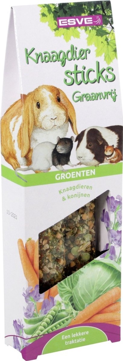 ESVE Knaagdiersticks graanvrij 2 stuks | kruiden, fruit | wortel of groenten Groenten