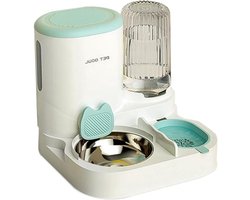 Automatische Feeder - Huisdier Voederstation - Huisdier Voeden - Droge Natte Scheiding - 2.2L Voedsel 1L Water - Blauw