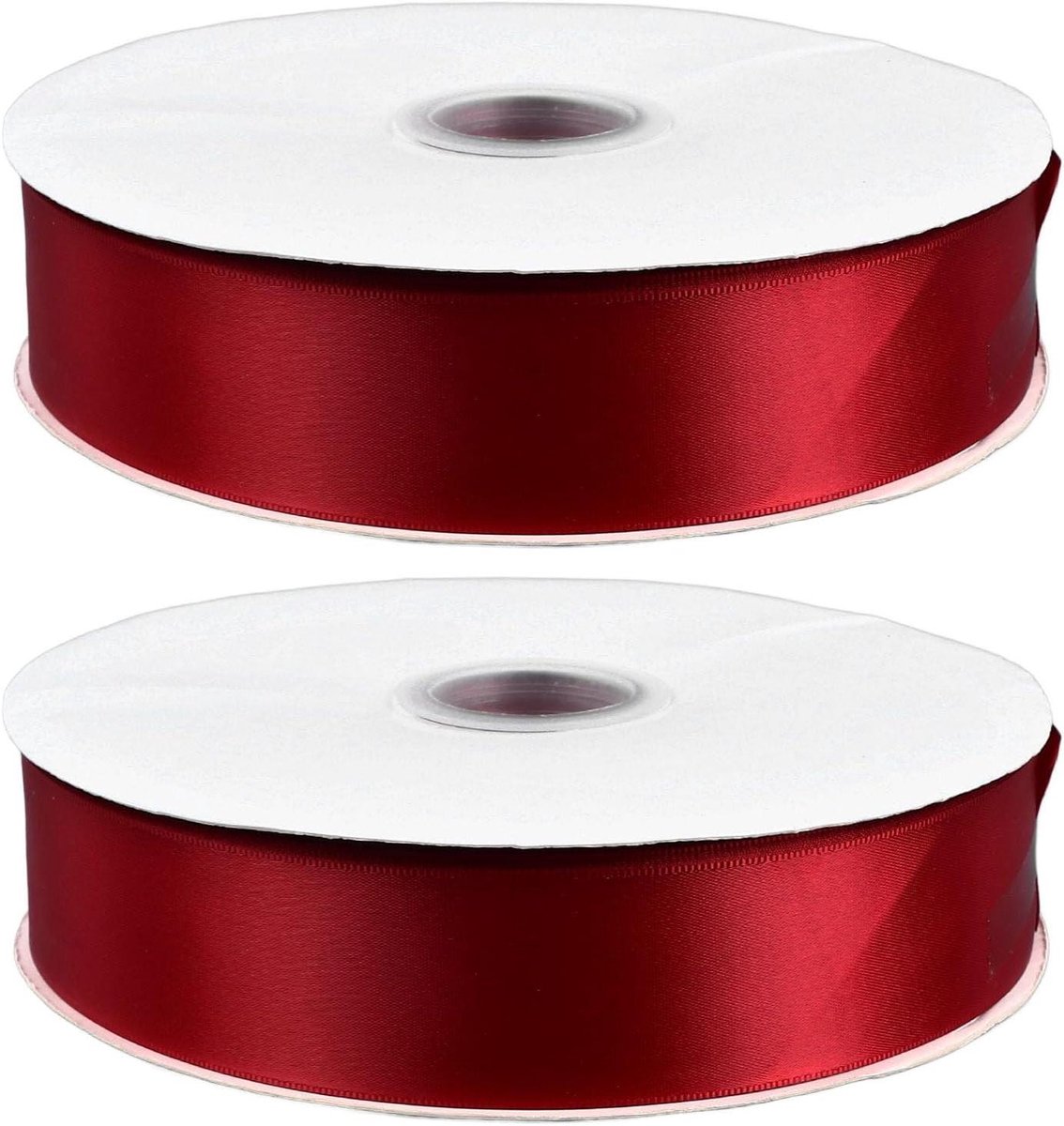 Satijnlint 2 Rollen - Decoratie Lint - Cadeau Inpakken - Duurzaam Polyester Materiaal - 4 cm Breed 91m - Burgundy