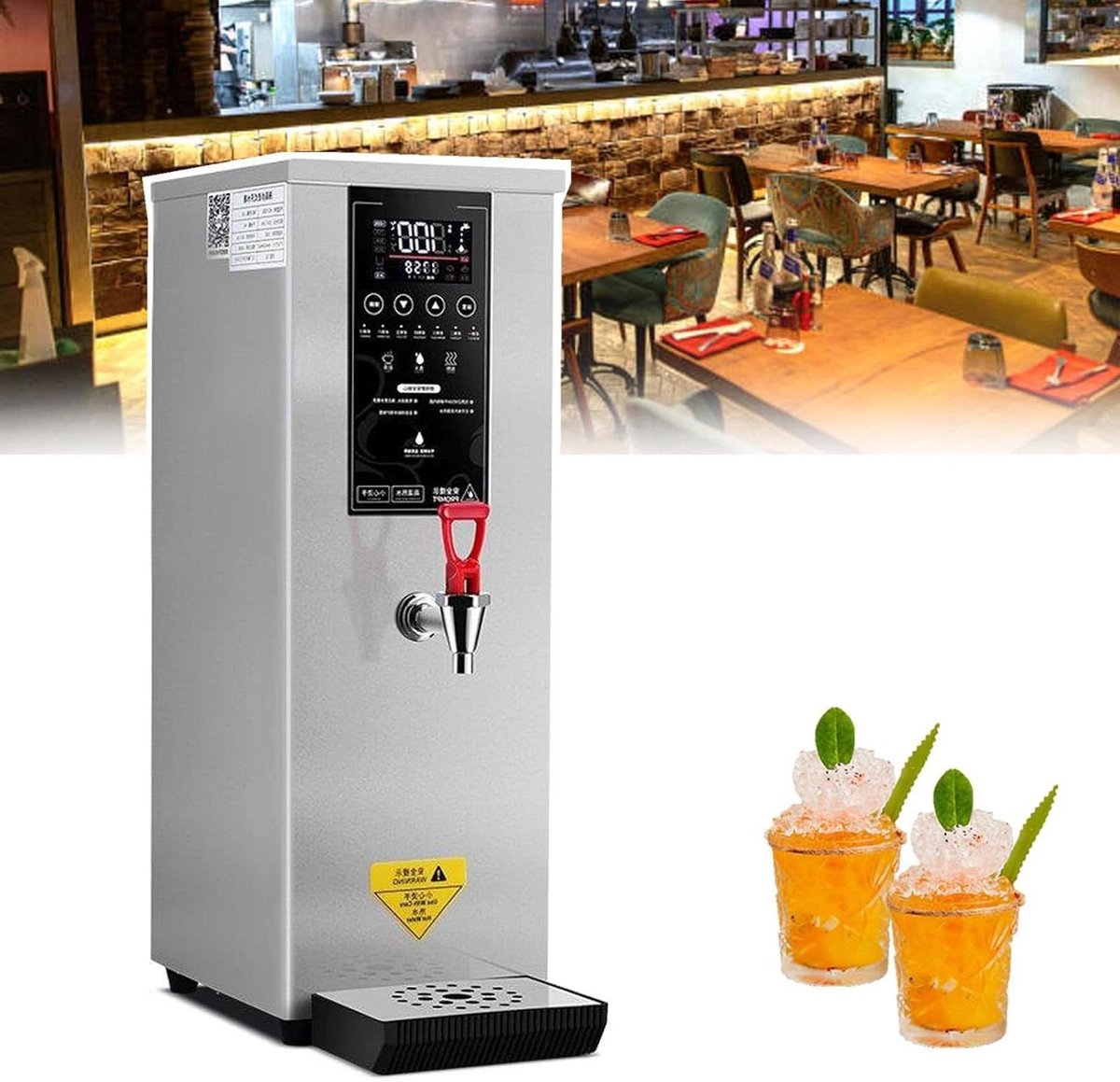 Commerciële warmwaterboiler en automatische vuldispenser met digitaal bedieningspaneel en automatische temperatuurregeling voor thee en koffie - perfect voor restaurants en cafés