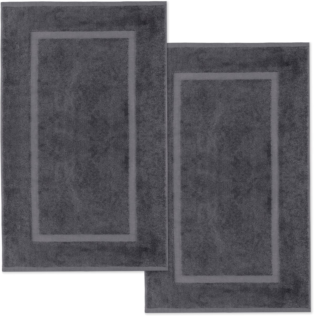 Lavea® Set van 2 badmatten 50x80 cm, zacht en absorberend – 100% katoen, wasbare badkamermatten – ideaal als douche- of badmat – Antraciet