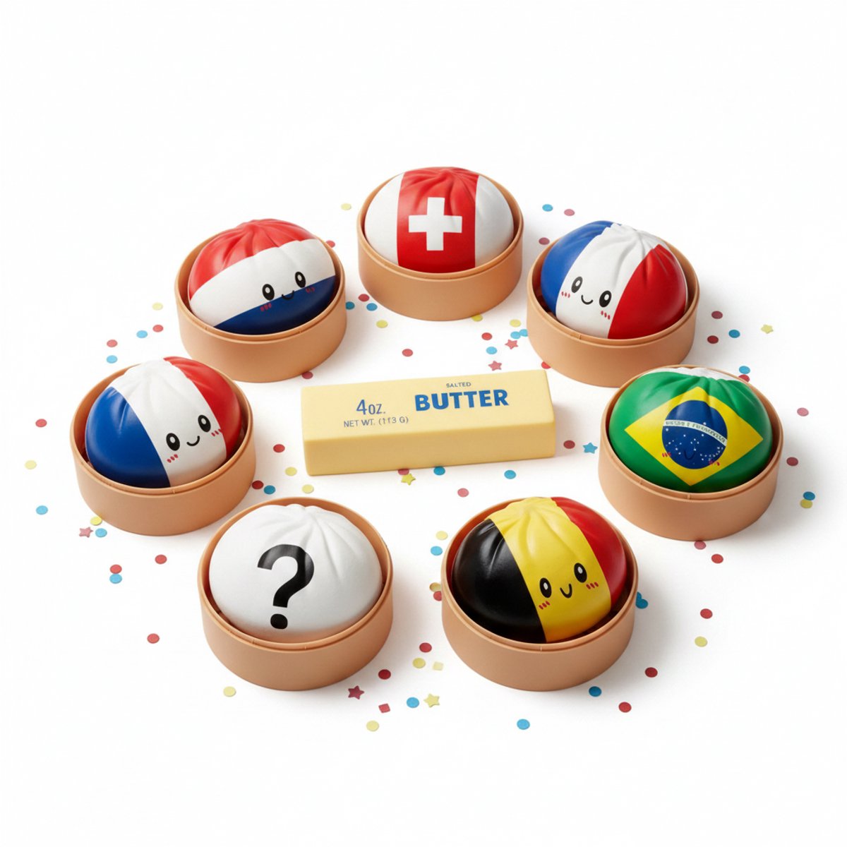 Happy Trendz® De ultieme Mystery squishy set van het WK 2026! - wij leveren de hype! - Twee van de meest gehypte squishies van TikTok — nu samen als bundel! Dumpling bun Butter Squishy 2026 hype