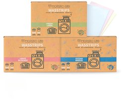 Wasstrips Proefpakket - Fresh Linen - Lentebloesem - Ocean Breeze - 3x100 Wasbeurten Incl. Wasverzachter – Wasmiddeldoekjes Wasdoekjes – Detergent sheets - Vegan
