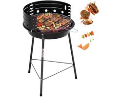 Homelux Draagbare houtskoolgrill - Met windscherm - BBQ - Hoogte verstelbare - Driepoot campinggrill voor tuin - Balkon en buitengebruik