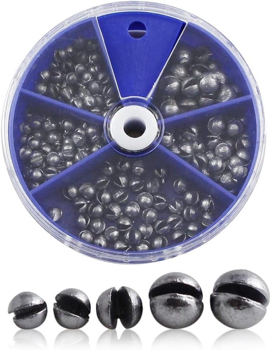 200 stuks visloodjes in verschillende maten - 0,2 g, 0,5 g, 0,8 g, 1