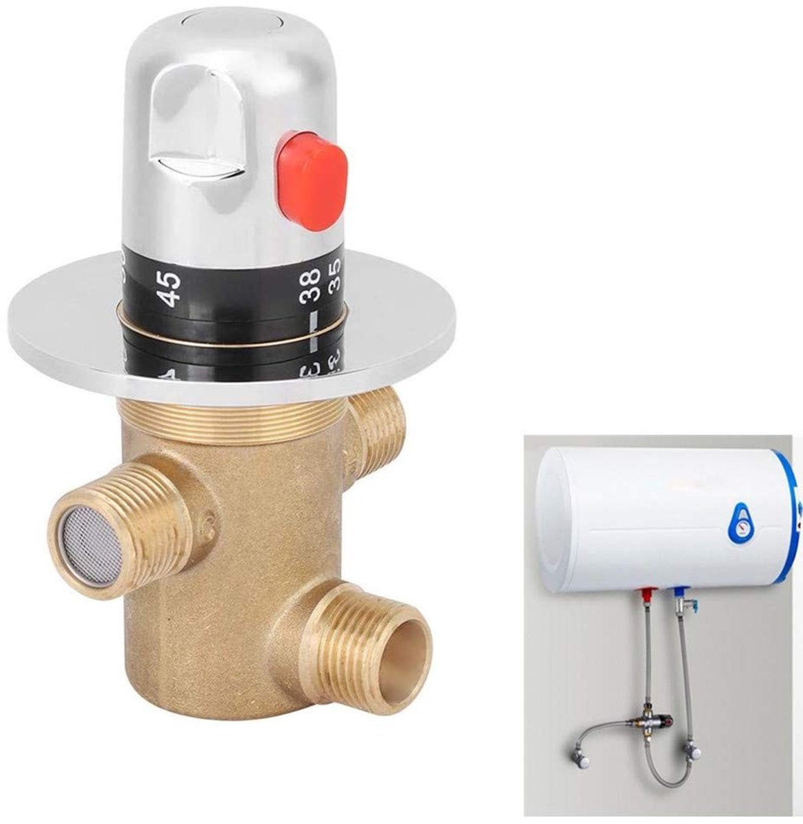 Cosensi- Mengventiel 3-Weg - Thermostaatkraan - Temperatuurmeter - Antislip - Waterdicht - Hoogwaardig Messing - Veilig en Betrouwbaar - Thermostaat