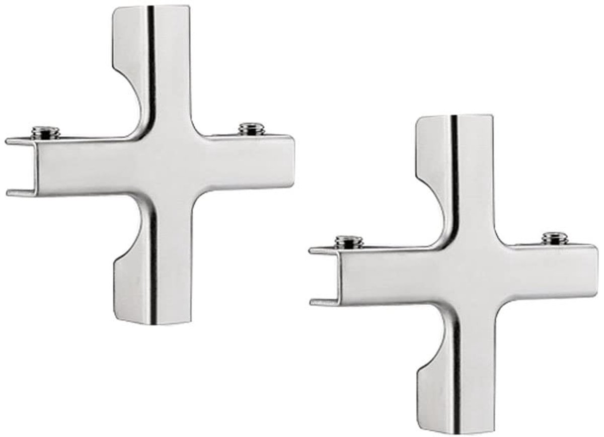 Dailygoods- Glasconnector 2 Stuks - Roestvrij Staal - Antislip - Verstelbaar - Glasklemmen voor Glasplaat - Hittebestendig - Duurzaam - Glasklem