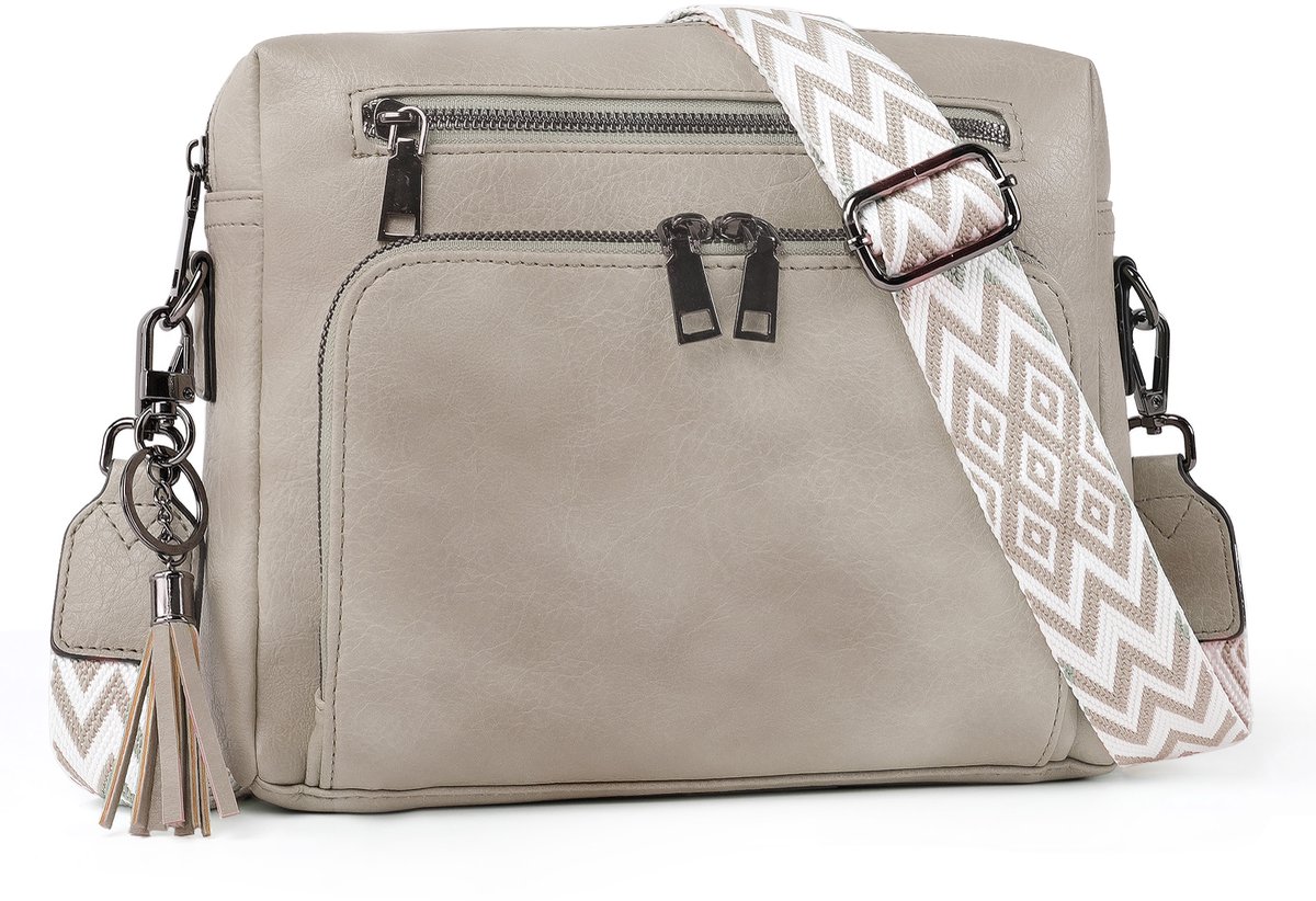 TANTOMI Dames Schoudertas - met RFID-Blocking – Anti-diefstal Design - Verstelbare Band - Crossbody Tas met Kaartsleuven - PU Leer - Grijs