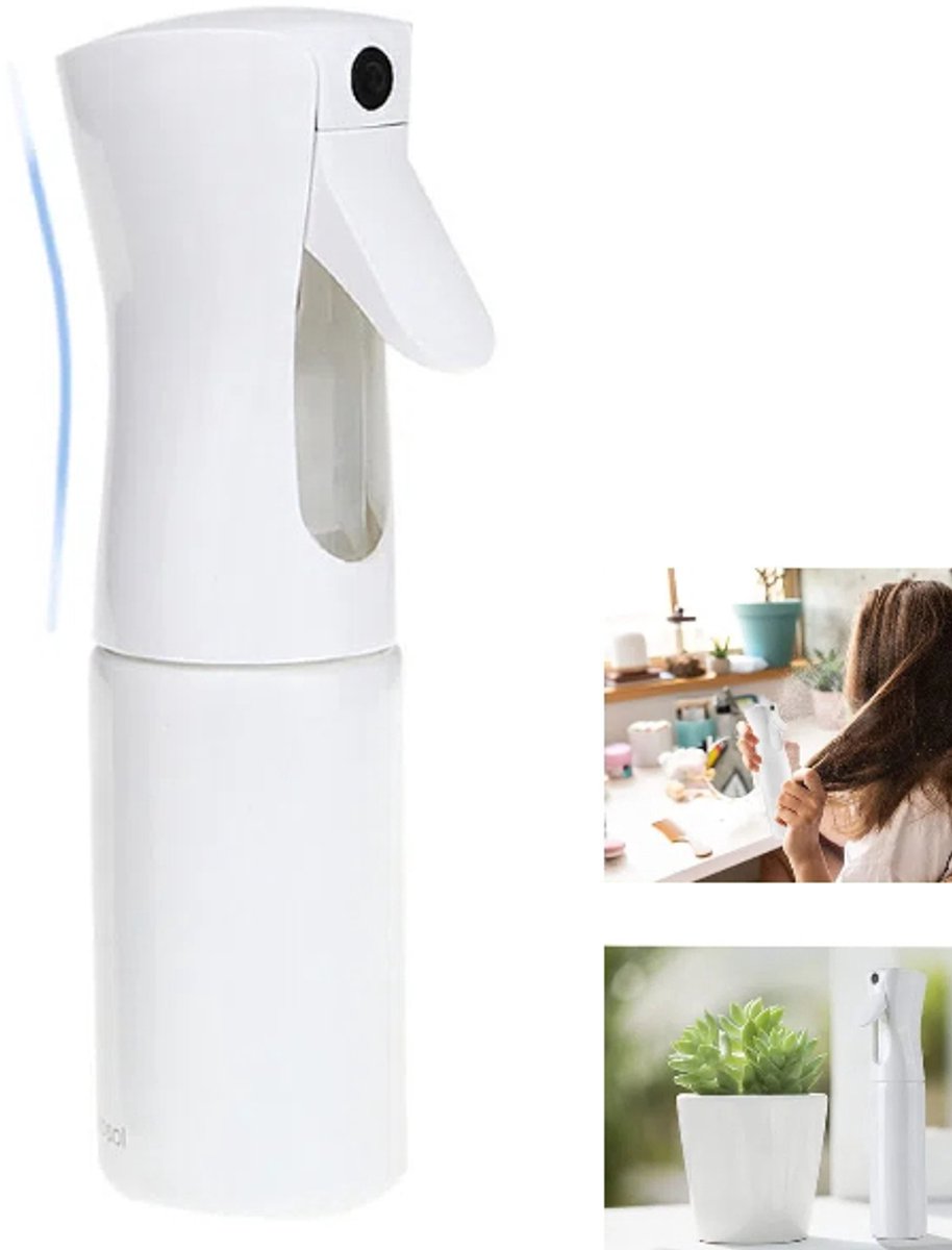 1 stuk - Continu spuitfles - Spuitfles - Stylingspray - Spuitbus - Gieter - Haarstylingtool - 300 ml - Wit - 6*6*25 cm - Herbruikbaar - Geschikt voor haarstyling, tuinieren en schoonmaken