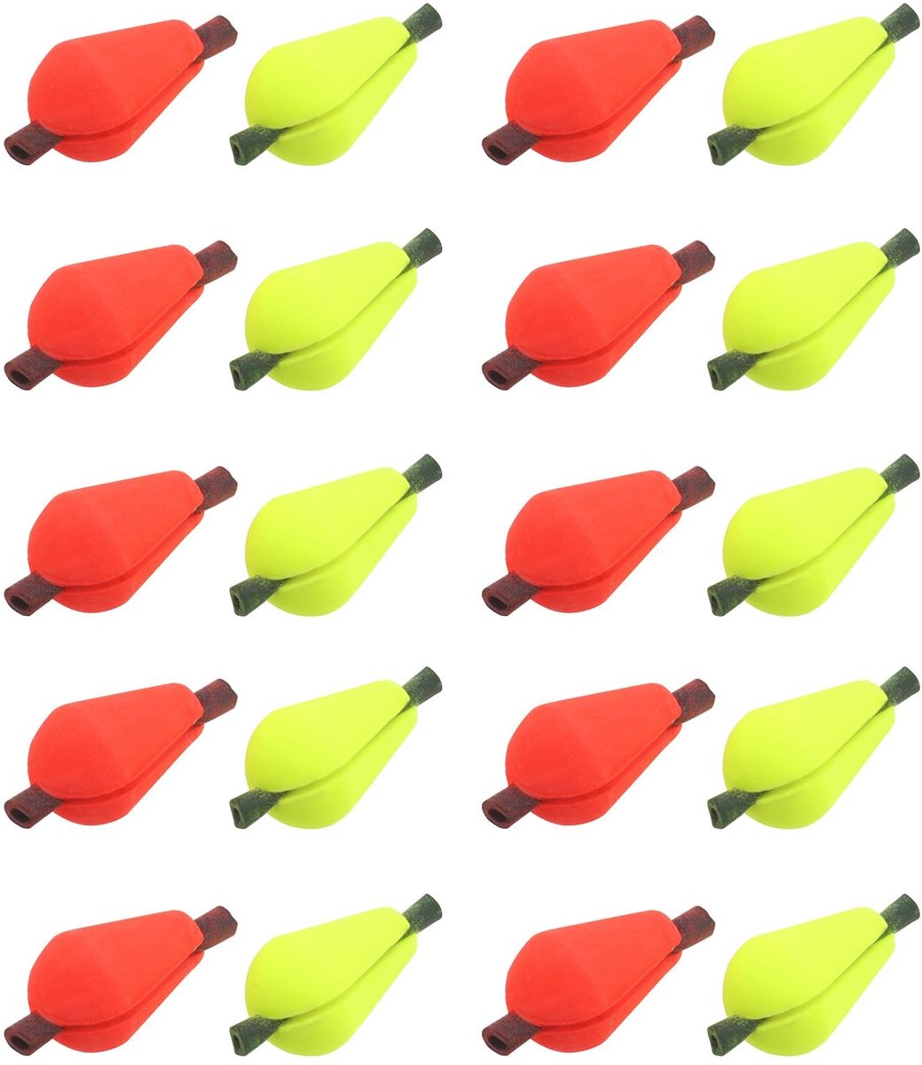 Dailygoods- Bobber 20 Stuks - Float Foam Vliegvissen - Fluorescerend Geel/Oranje Rood - Schuim - Cliptype - Duurzaam Materiaal - Vissignaal
