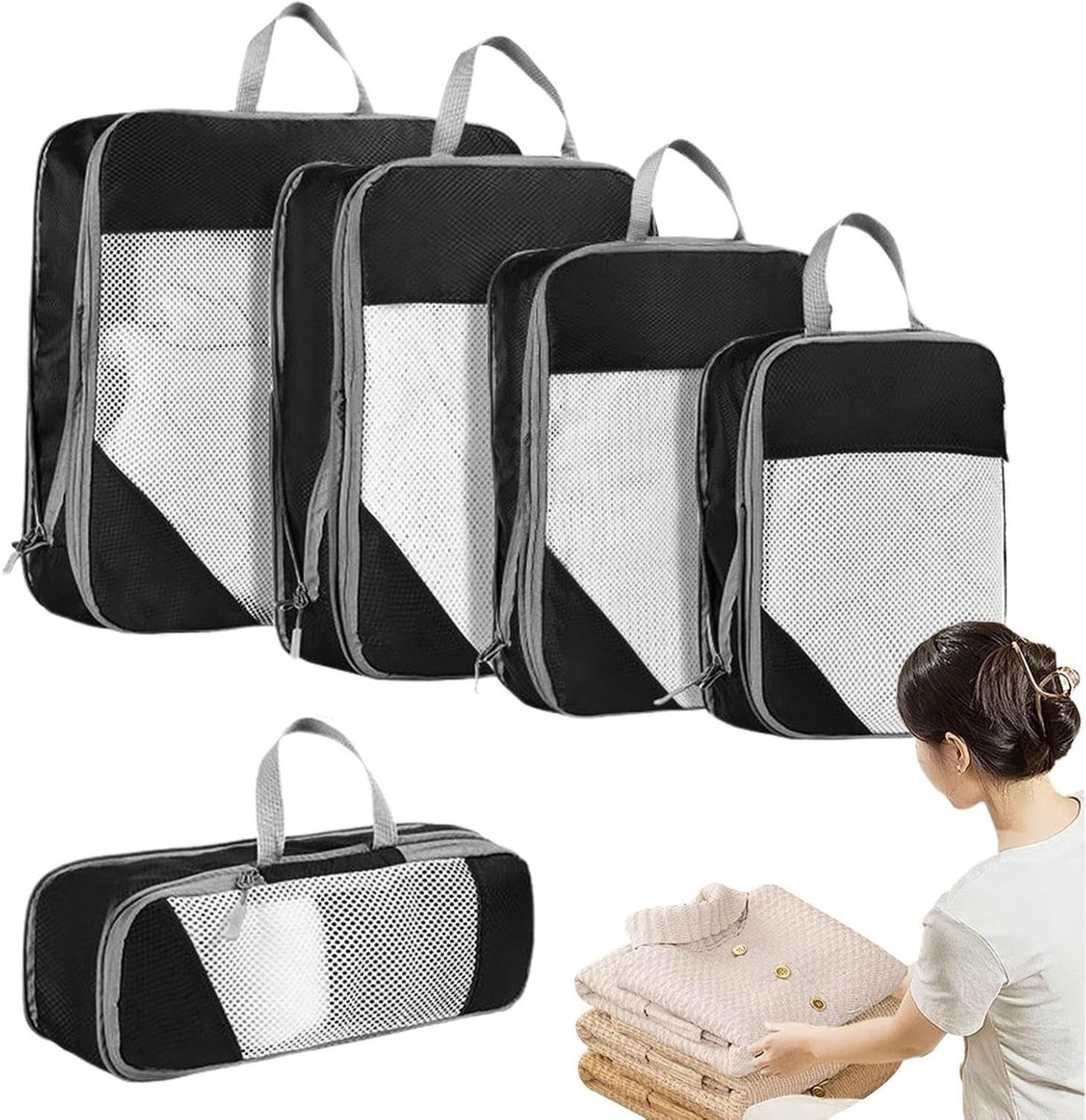 Compressie Zakken - Reis Opbergtas - Ruimte Besparen - Waterdichte Coating - 34x24cm - Zwart