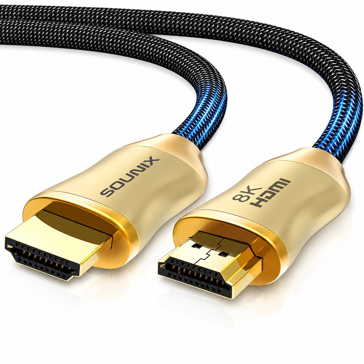Bol.com Sounix HDMI Kabel 2.1 - 8K@60Hz - 2 meter Gold Plated - Ethernet - HDMI naar HDMI - Zwart aanbieding