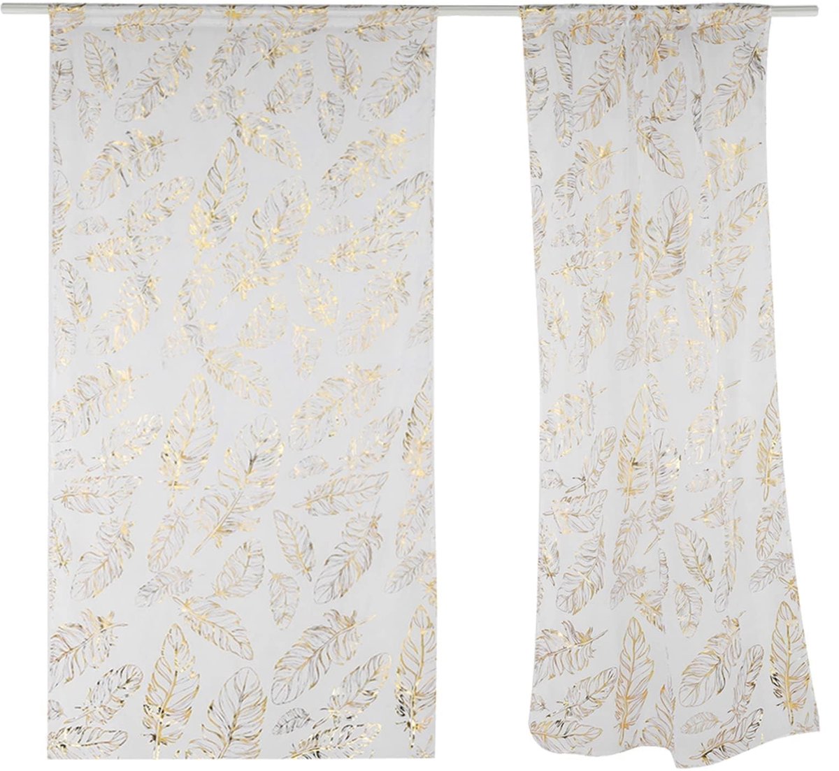 Dailygoods- Gordijnen 2-delig - Witte Voile Gordijnen - Decoratieve Gordijnen - Verduisterend Effect - Raamdecoratie - 3,28 x 6,6 voet