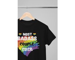 Pride shirt - Most badass couple ever - Wurban Wear | Gay pride | Pride kleding | Regenboog kleding | Pride | Pride vlag | Regenboog vlag | Regenboog | LGBTQ | LHBTI | Liefde | Transgender | Crossdress | Amsterdam | Rainbow | lgbt shirt | Zwart