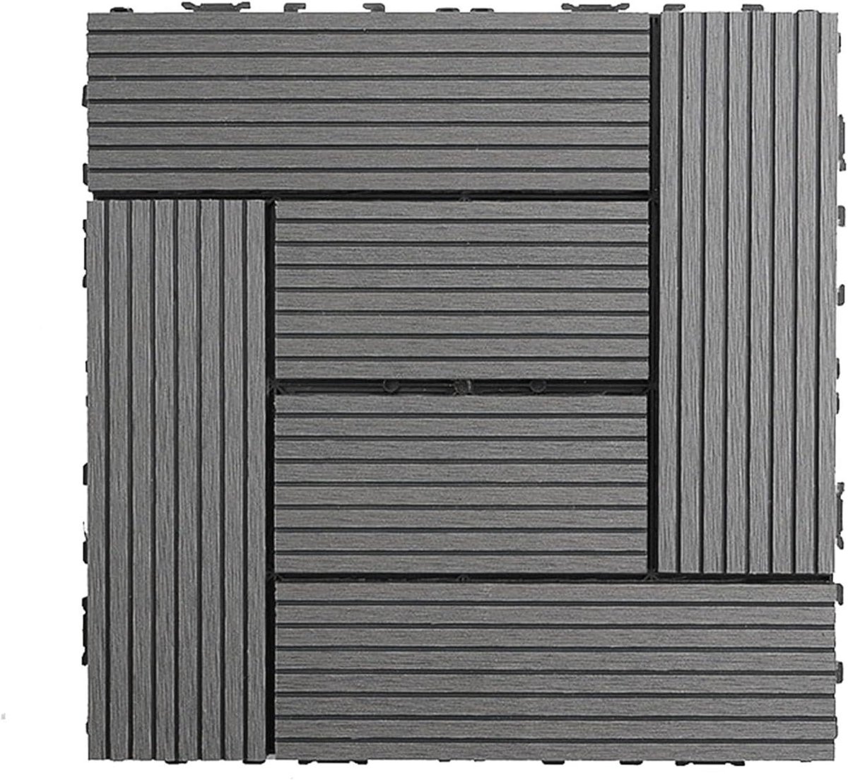 Vloertegels Buiten - Terrastegels Tuin - Decoratieve Vloer - Vergrendelingsmechanisme - 30x30 cm - Grijs