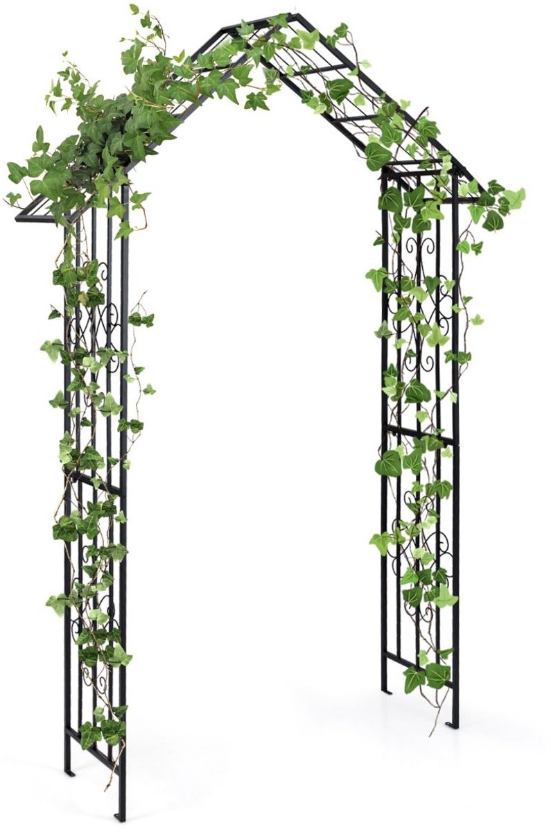 Tuinboog - 140 x 40 x 223 cm - massief - weerbestendig - Zwart