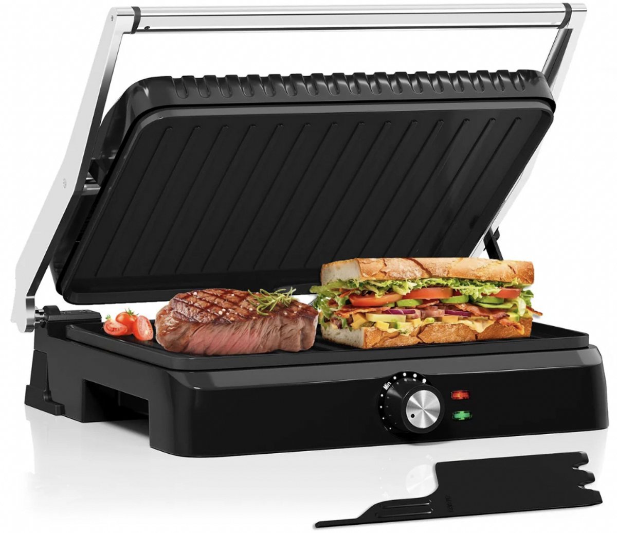 HOMELUX Tosti apparaat - 3 in 1 Multifunctionele grill voor panini's - 34x23CM - 2200W - Contactgrill Steaks en sandwiches - Sandwichmaker - Panini-grill en broodrooster thumbnail 7