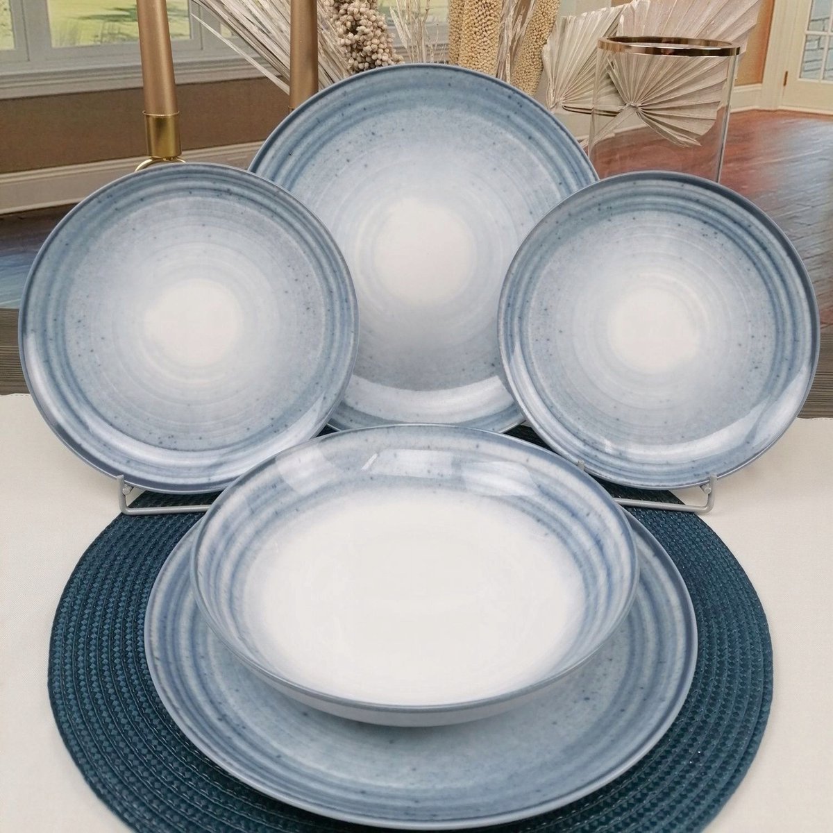 Lubiana Kerajet Blauw Servies 54 Delen voor 18 Personen