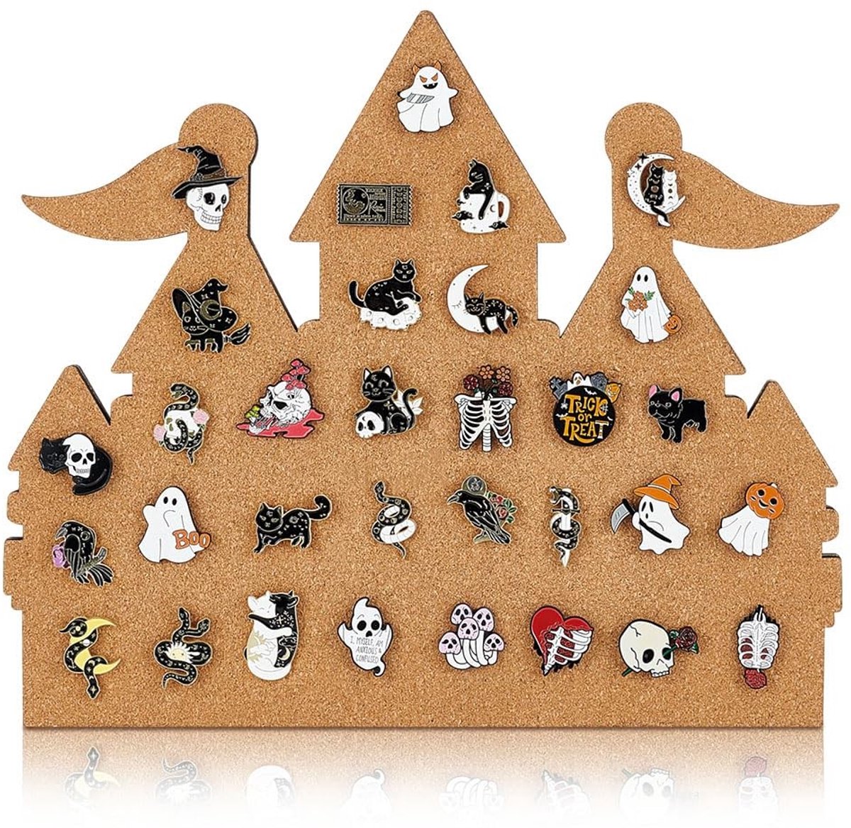 JHUBERS- Kurkbord 33x28cm - Dubbel Vlagontwerp - Prikbord - Wanddecoratie - Brochedisplaybord - Natuurlijk Kurk