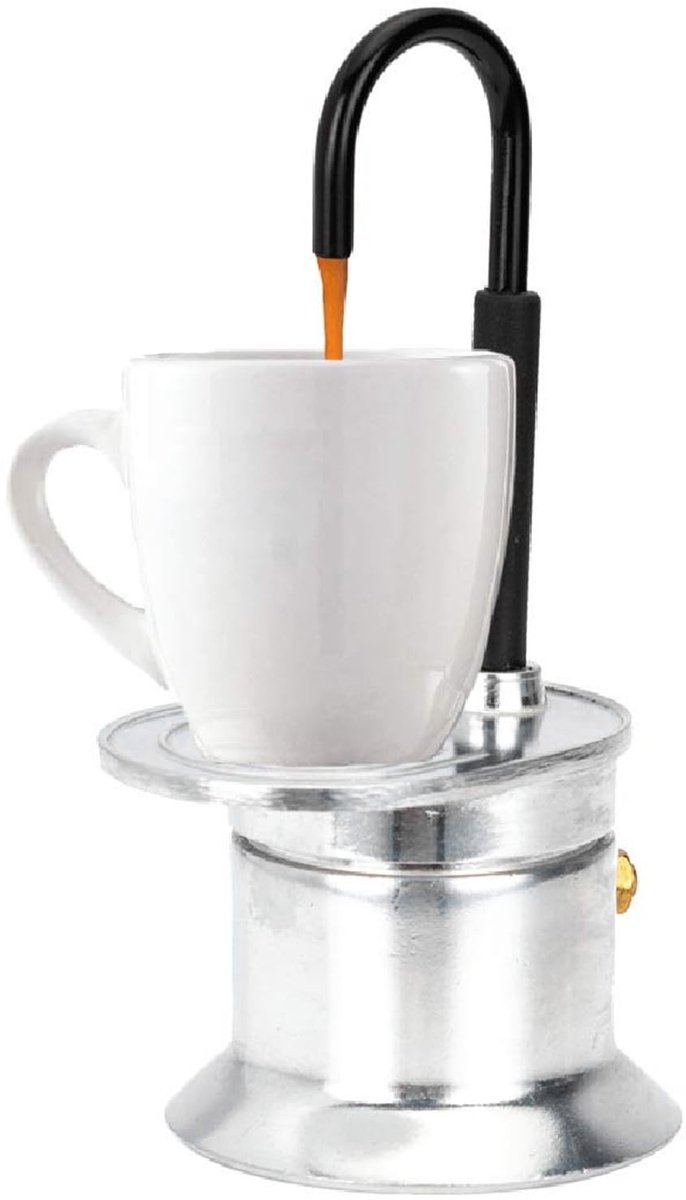 JHUBERS- Mokkapot Aluminium Koffiezetapparaat 1 Kop 50 Ml Lichtgewicht Draagbaar Geschikt voor Kookplaat Snel Koffiezetten in 90 Seconden