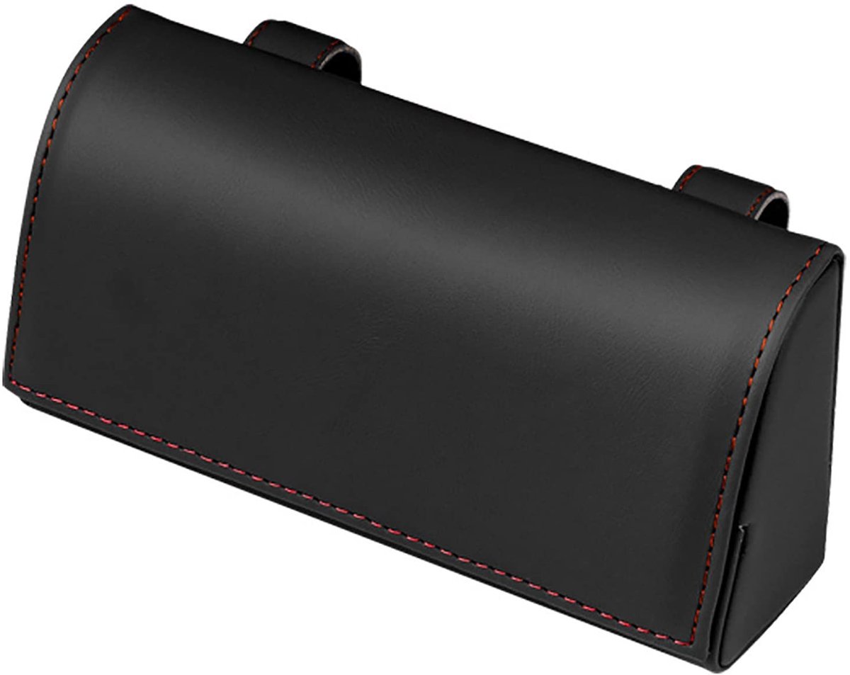 BRENZOOS- Zonnebrillenkoker multifunctioneel - Brillenkoker auto - Opbergdoos - Waterdicht - PU-leer - Zwart 18x4,7x8 cm