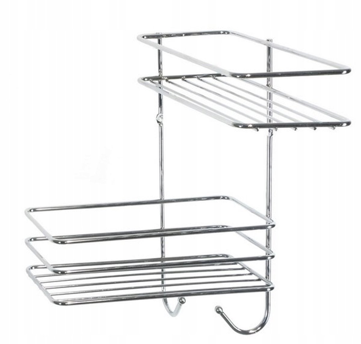 Chromen Hoekplank Badkamer met Haken - AWD Interieur