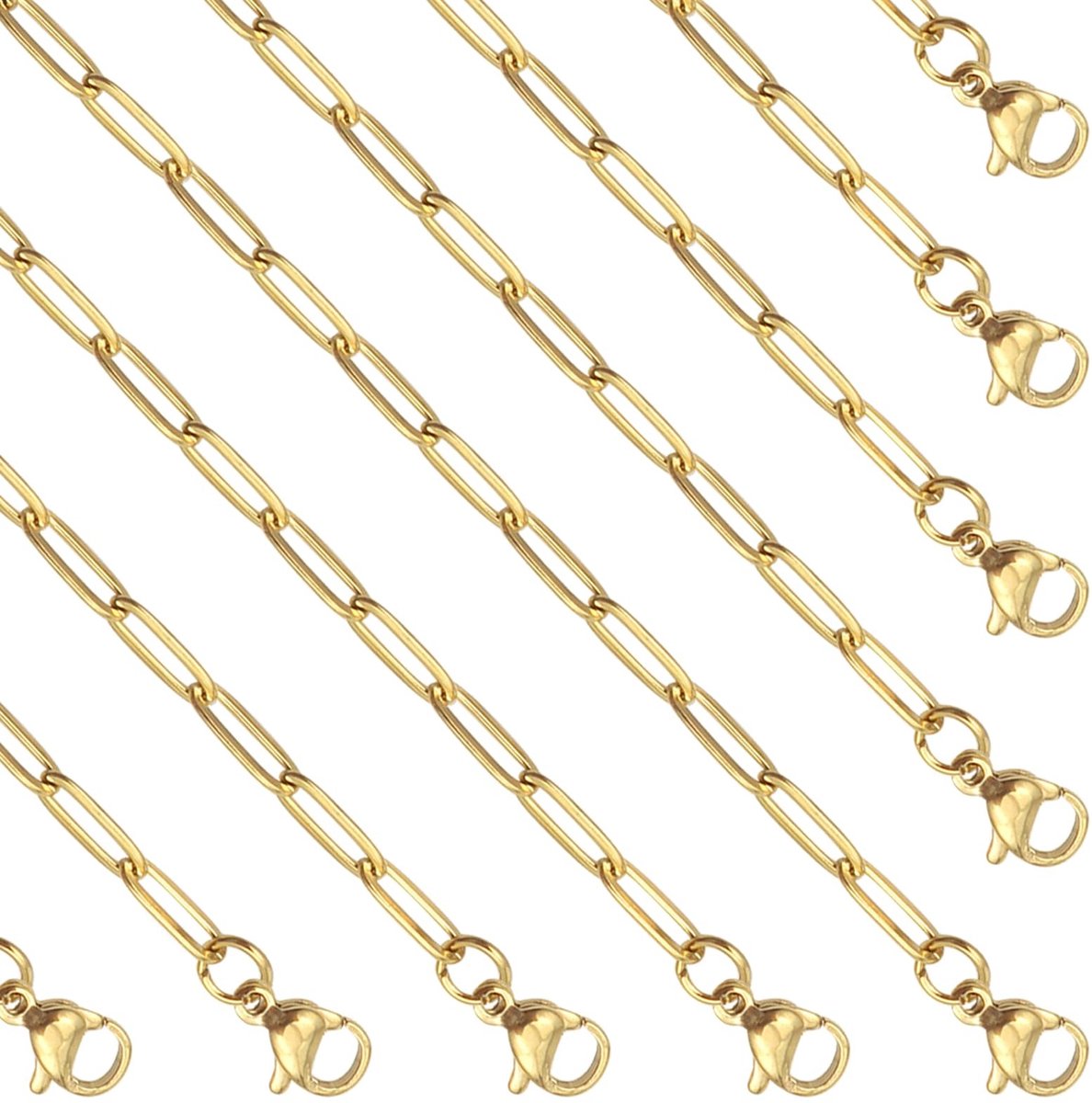 JHUBERS- Paperclip Ketting 10 Stuks - Roestvrij Stalen Draad - Kreeft Gesp 10mm - DIY Sieraden - Lange Diameter 9mm - Korte Diameter 3mm - Halsketting